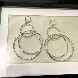 Three layer sterling silver hoop earrings